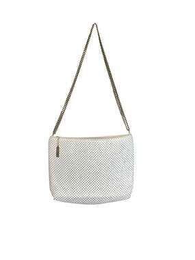 Whiting & Davis Vintage White Mesh Shoulder Bag with Gold Chain